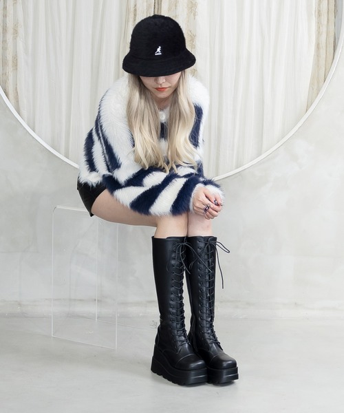 attagirl（アタガール）の「厚底ソールレースアップロングブーツ（ブーツ・レディース・アイボリー/ブラック/ブラック系その他・S/M/L/LL/3L）」の13枚目の写真