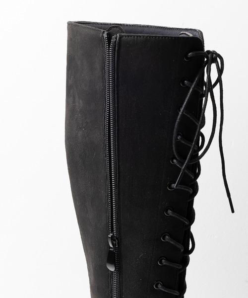 attagirl（アタガール）の「厚底ソールレースアップロングブーツ（ブーツ・レディース・アイボリー/ブラック/ブラック系その他・S/M/L/LL/3L）」の22枚目の写真