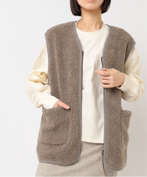 RNA-N(アールエヌエーエヌ)の「V0169 ウールボアベスト(ベスト・レディース・チャコール/オートミール/ブラウン・FREE)」の3枚目の写真
