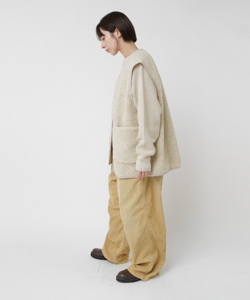 RNA-N(アールエヌエーエヌ)の「V0169 ウールボアベスト(ベスト・レディース・チャコール/オートミール/ブラウン・FREE)」の9枚目の写真