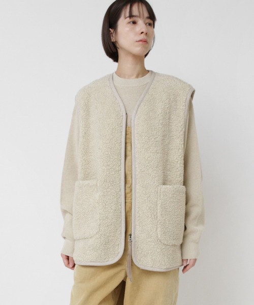 RNA-N(アールエヌエーエヌ)の「V0169 ウールボアベスト(ベスト・レディース・チャコール/オートミール/ブラウン・FREE)」の22枚目の写真