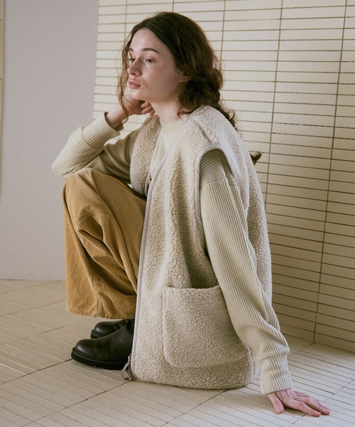 RNA-N(アールエヌエーエヌ)の「V0169 ウールボアベスト(ベスト・レディース・チャコール/オートミール/ブラウン・FREE)」の20枚目の写真