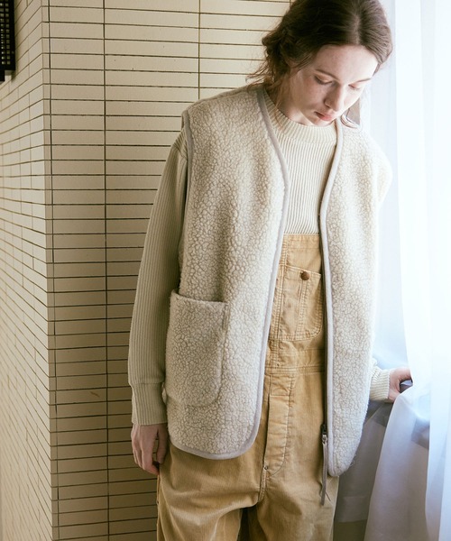 RNA-N(アールエヌエーエヌ)の「V0169 ウールボアベスト(ベスト・レディース・チャコール/オートミール/ブラウン・FREE)」の21枚目の写真