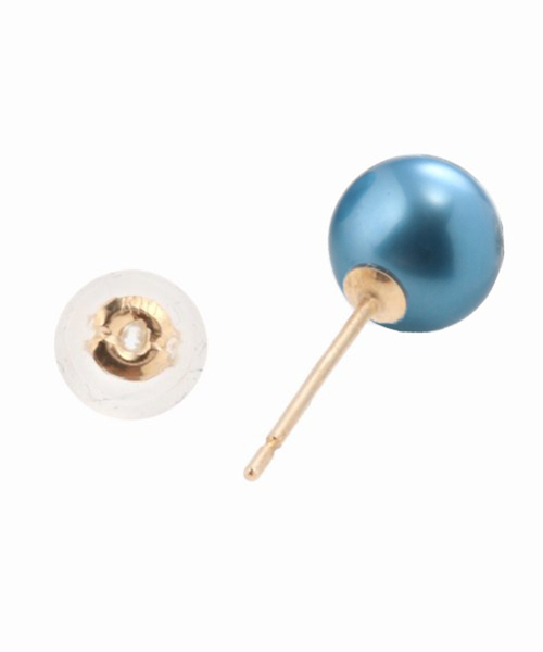インディゴパール1粒ピンピアス K10（両耳）（ピアス（両耳用