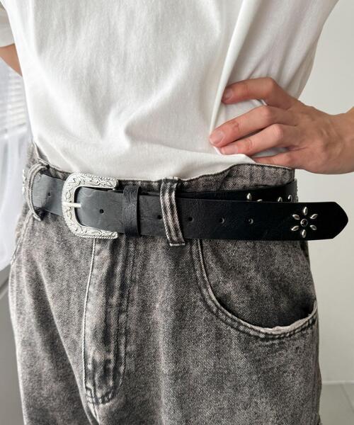 WEGO(ウィゴー)の「WEGO/フラワースタッズベルト(ベルト・メンズ・ブラック・FREE)」の3枚目の写真