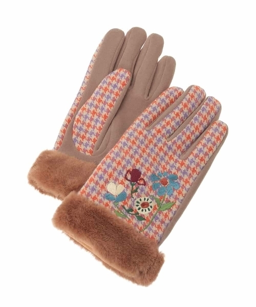 Jocomomola（ホコモモラ）の「フラワーエンブロイダリーグローブ（手袋・レディース・ブラウン/ベージュ・40）」の11枚目の写真