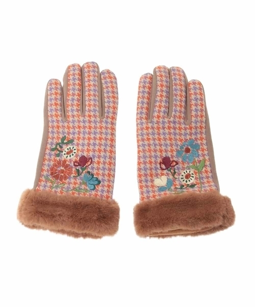 Jocomomola（ホコモモラ）の「フラワーエンブロイダリーグローブ（手袋・レディース・ブラウン/ベージュ・40）」の12枚目の写真