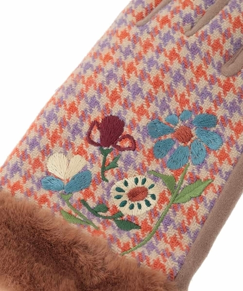 Jocomomola（ホコモモラ）の「フラワーエンブロイダリーグローブ（手袋・レディース・ブラウン/ベージュ・40）」の3枚目の写真