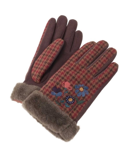 Jocomomola（ホコモモラ）の「フラワーエンブロイダリーグローブ（手袋・レディース・ブラウン/ベージュ・40）」の8枚目の写真