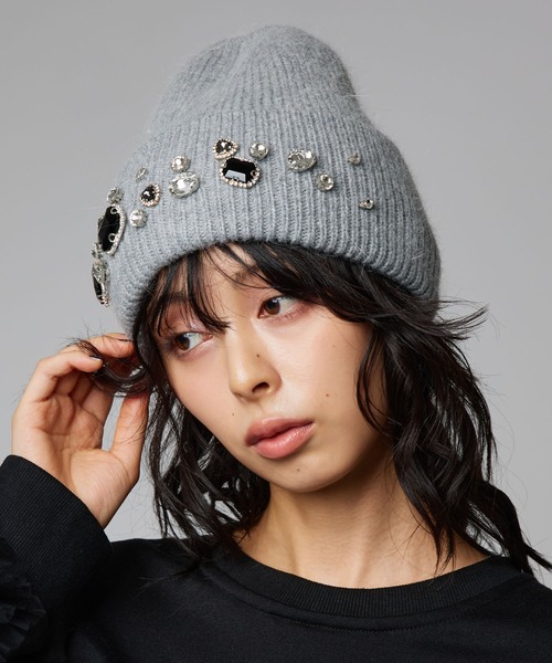 Narcissus（ナルシス）の「ビジュービーニー/ニット帽（ニットキャップ/ビーニー・レディース・グレー/ブラック・FREE）」の3枚目の写真