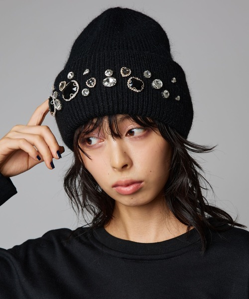 Narcissus（ナルシス）の「ビジュービーニー/ニット帽（ニットキャップ/ビーニー・レディース・グレー/ブラック・FREE）」の4枚目の写真