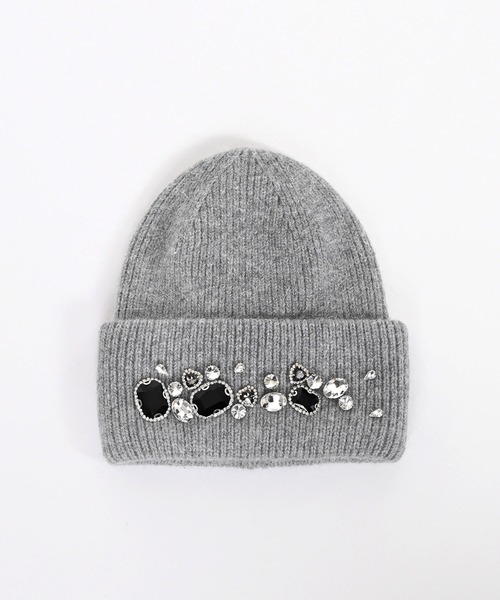 Narcissus（ナルシス）の「ビジュービーニー/ニット帽（ニットキャップ/ビーニー・レディース・グレー/ブラック・FREE）」の5枚目の写真