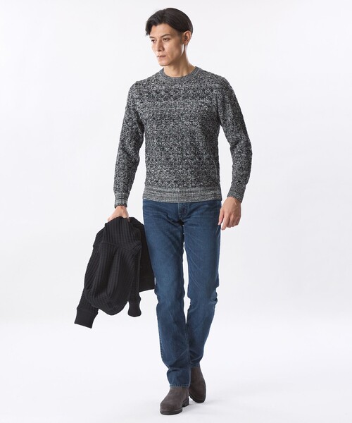 EPOCA UOMO（エポカウォモ）の「ジグザグミックスニット（ニット/セーター・メンズ・ホワイト系その他/チャコールグレー・48/46）」の6枚目の写真