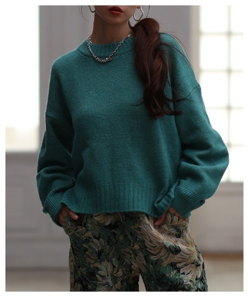 Sawa a la mode(サワアラモード)の「ショートニットプルオーバートップス(ニット/セーター・レディース・ターコイズブルー/チャコールグレー/オフホワイト/レッド・FREE)」の11枚目の写真