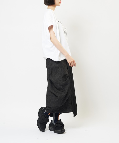 gomme（ゴム）の「タックデニムスカート（デニムスカート・レディース・インディゴブルー/ブラック・MEDIUM）」の5枚目の写真