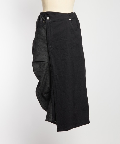 gomme（ゴム）の「タックデニムスカート（デニムスカート・レディース・インディゴブルー/ブラック・MEDIUM）」の16枚目の写真