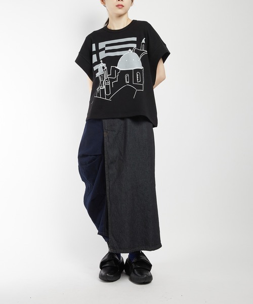 gomme（ゴム）の「タックデニムスカート（デニムスカート・レディース・インディゴブルー/ブラック・MEDIUM）」の6枚目の写真