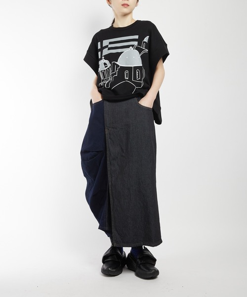 gomme（ゴム）の「タックデニムスカート（デニムスカート・レディース・インディゴブルー/ブラック・MEDIUM）」の7枚目の写真