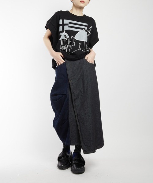 gomme（ゴム）の「タックデニムスカート（デニムスカート・レディース・インディゴブルー/ブラック・MEDIUM）」の8枚目の写真