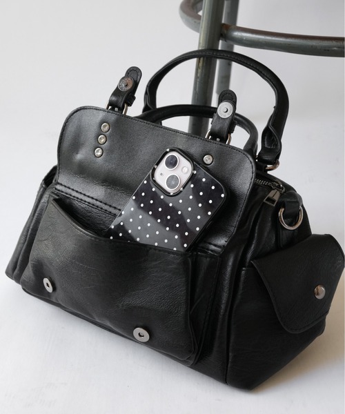 Port / ポート 】 フロント ポケット スクエア ミニ ボストンバッグ