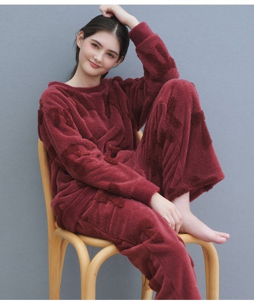 PEACH JOHN（ピーチジョン）の「リボンフリースパジャマ（ルームウェア/パジャマ・レディース・レッド/アイボリー・ONE SIZE）」の2枚目の写真