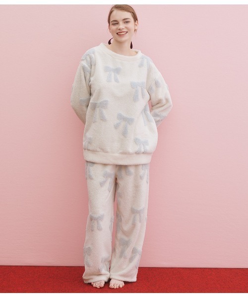 PEACH JOHN（ピーチジョン）の「リボンフリースパジャマ（ルームウェア/パジャマ・レディース・レッド/アイボリー・ONE SIZE）」の3枚目の写真