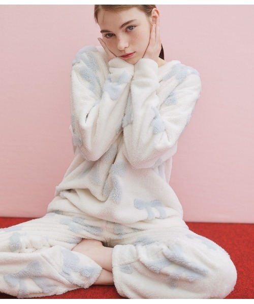 PEACH JOHN（ピーチジョン）の「リボンフリースパジャマ（ルームウェア/パジャマ・レディース・レッド/アイボリー・ONE SIZE）」の7枚目の写真