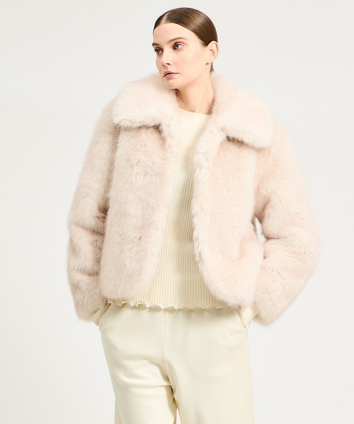 ESTNATION（エストネーション）の「ESTNATION / エコファーブルゾン（ブルゾン・レディース・オフホワイト/キャメル・FREE）」の2枚目の写真