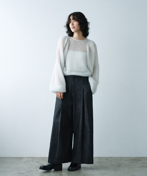 CODE A（コードエー）の「2way sheer mohair pullover（ニット/セーター・レディース・ピンク/シルバー・00）」の7枚目の写真