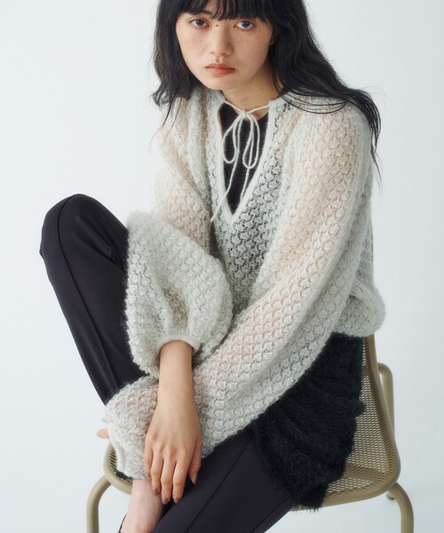 CODE A（コードエー）の「2way sheer mohair pullover（ニット/セーター・レディース・ピンク/シルバー・00）」の13枚目の写真