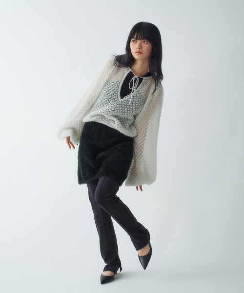 CODE A（コードエー）の「2way sheer mohair pullover（ニット/セーター・レディース・ピンク/シルバー・00）」の9枚目の写真