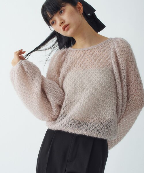 CODE A（コードエー）の「2way sheer mohair pullover（ニット/セーター・レディース・ピンク/シルバー・00）」の6枚目の写真