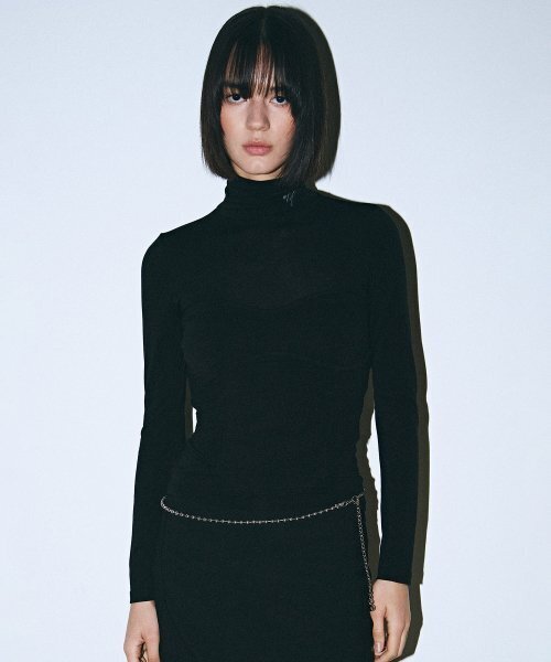 NICK&NICOLE（ニックアンドニコール）の「NN LOGO SPAN INNER TURTLENECK_BLACK（Tシャツ/カットソー・レディース・その他・FREE）」の3枚目の写真