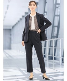 m.f.editorial | 【ストレッチ ウォッシャブル】m.f.エディトリアル レディース リラクシング 1ボタン ジャケット + テーパード パンツ ビジネス セットアップ スーツ フランネル紺(スーツセット)