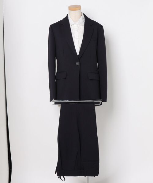 m.f.editorial(エムエフエディトリアル)の「【ストレッチ ウォッシャブル】m.f.エディトリアル レディース リラクシング 1ボタン ジャケット + テーパード パンツ ビジネス セットアップ スーツ フランネル紺(スーツセット・レディース・ネイビー・S/MEDIUM/LARGE/X-LARGE)」の4枚目の写真