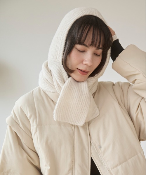 ANGIE（アンジー）の「ニット バラクラバ フード マフラー / バラボネット（マフラー・レディース・アイボリー/チャコールグレー・FREE）」の4枚目の写真