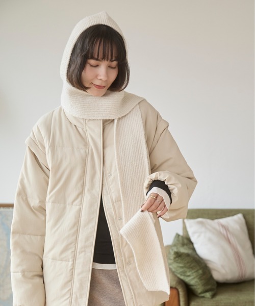 ANGIE（アンジー）の「ニット バラクラバ フード マフラー / バラボネット（マフラー・レディース・アイボリー/チャコールグレー・FREE）」の6枚目の写真