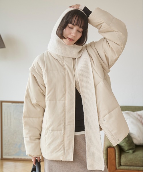 ANGIE（アンジー）の「ニット バラクラバ フード マフラー / バラボネット（マフラー・レディース・アイボリー/チャコールグレー・FREE）」の7枚目の写真