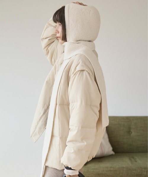 ANGIE（アンジー）の「ニット バラクラバ フード マフラー / バラボネット（マフラー・レディース・アイボリー/チャコールグレー・FREE）」の8枚目の写真