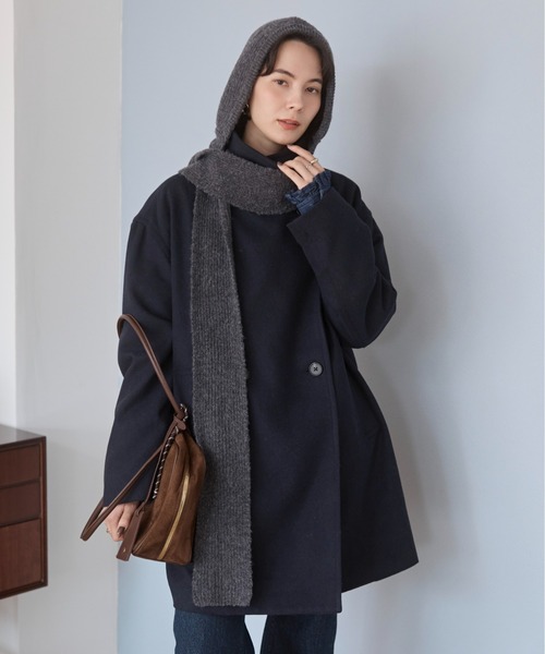 ANGIE（アンジー）の「ニット バラクラバ フード マフラー / バラボネット（マフラー・レディース・アイボリー/チャコールグレー・FREE）」の18枚目の写真