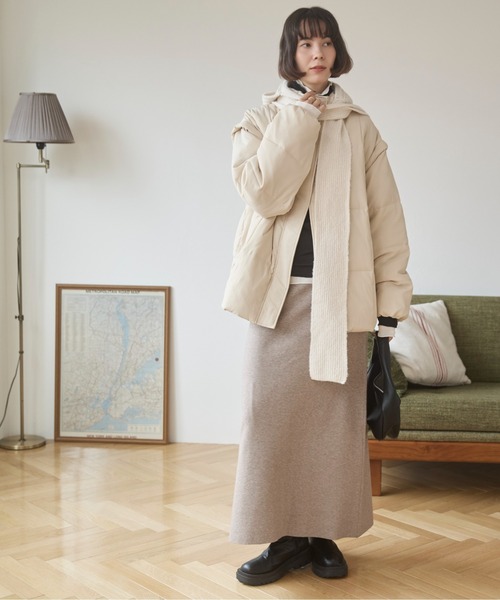 ANGIE（アンジー）の「ニット バラクラバ フード マフラー / バラボネット（マフラー・レディース・アイボリー/チャコールグレー・FREE）」の10枚目の写真