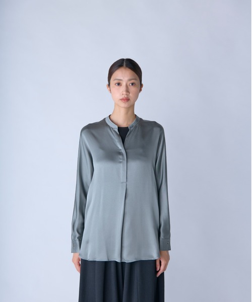 c/est（シーエ）の「【 c/est / シーエ 】 SILK -SILK SHIRTS-  / シルクシャツ  2536023 API（シャツ/ブラウス・レディース・チャコール/オフホワイト・FREE）」の3枚目の写真