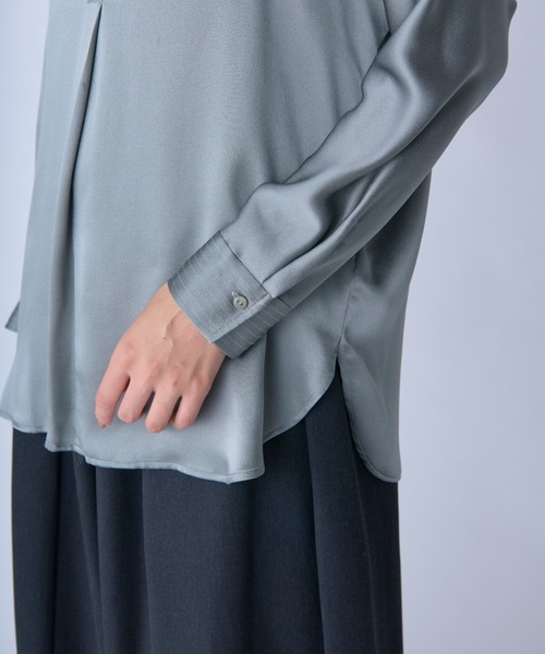 c/est（シーエ）の「【 c/est / シーエ 】 SILK -SILK SHIRTS-  / シルクシャツ  2536023 API（シャツ/ブラウス・レディース・チャコール/オフホワイト・FREE）」の6枚目の写真