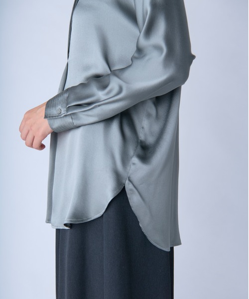c/est（シーエ）の「【 c/est / シーエ 】 SILK -SILK SHIRTS-  / シルクシャツ  2536023 API（シャツ/ブラウス・レディース・チャコール/オフホワイト・FREE）」の7枚目の写真
