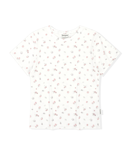 ESCAPEFROM(エスケープフロム)の「ヴィンテージストロベリー フルプリント スリムフィット 半袖Tシャツ アイボリー(Tシャツ/カットソー・レディース・その他・MEDIUM)」の2枚目の写真