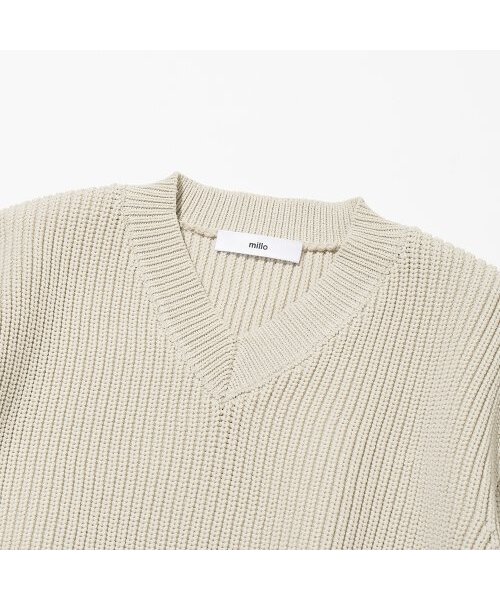 Millo Archive（ミロ アーカイブ）の「ステイブルVネックニット[ベージュ]（ニット/セーター・レディース・その他・MEDIUM/LARGE）」の2枚目の写真