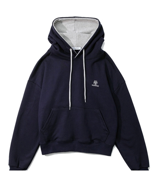 muahmuah（ムーアムーア）の「[裏毛/起毛] スティッチコンビフードパーカー [6色]（パーカー・レディース・オートミール/ネイビー/ライトグレー/ブラウン/ダークブラウン/グレー/クリーム/霜降りグレー/ネイビー系/ブラック系その他/トップグレー/ブラック・FREE）」の12枚目の写真