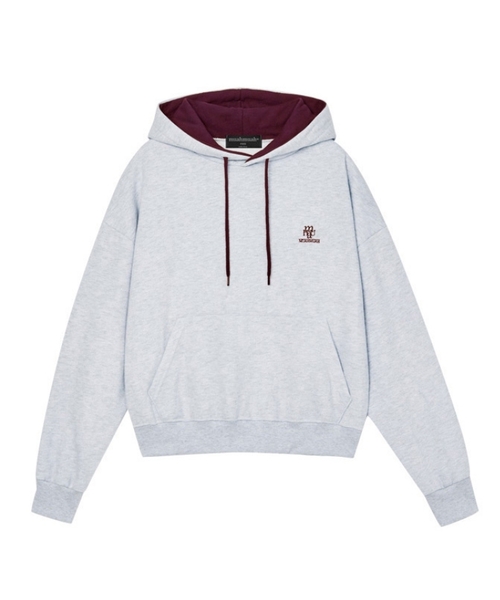 muahmuah（ムーアムーア）の「[裏毛/起毛] スティッチコンビフードパーカー [6色]（パーカー・レディース・オートミール/ネイビー/ライトグレー/ブラウン/ダークブラウン/グレー/クリーム/霜降りグレー/ネイビー系/ブラック系その他/トップグレー/ブラック・FREE）」の7枚目の写真