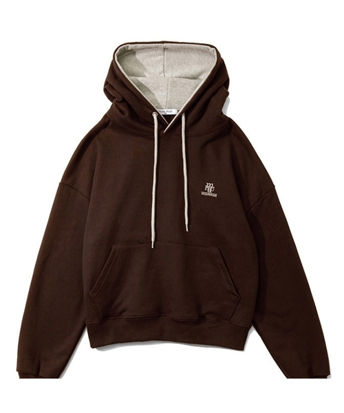 muahmuah（ムーアムーア）の「[裏毛/起毛] スティッチコンビフードパーカー [6色]（パーカー・レディース・オートミール/ネイビー/ライトグレー/ブラウン/ダークブラウン/グレー/クリーム/霜降りグレー/ネイビー系/ブラック系その他/トップグレー/ブラック・FREE）」の8枚目の写真