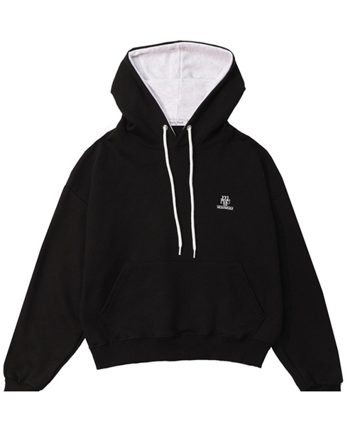 muahmuah（ムーアムーア）の「[裏毛/起毛] スティッチコンビフードパーカー [6色]（パーカー・レディース・オートミール/ネイビー/ライトグレー/ブラウン/ダークブラウン/グレー/クリーム/霜降りグレー/ネイビー系/ブラック系その他/トップグレー/ブラック・FREE）」の3枚目の写真